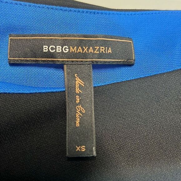 BCBG Max Azria Asymmetrical Drape Black Blue Dress (022) - Picture 10 of 15